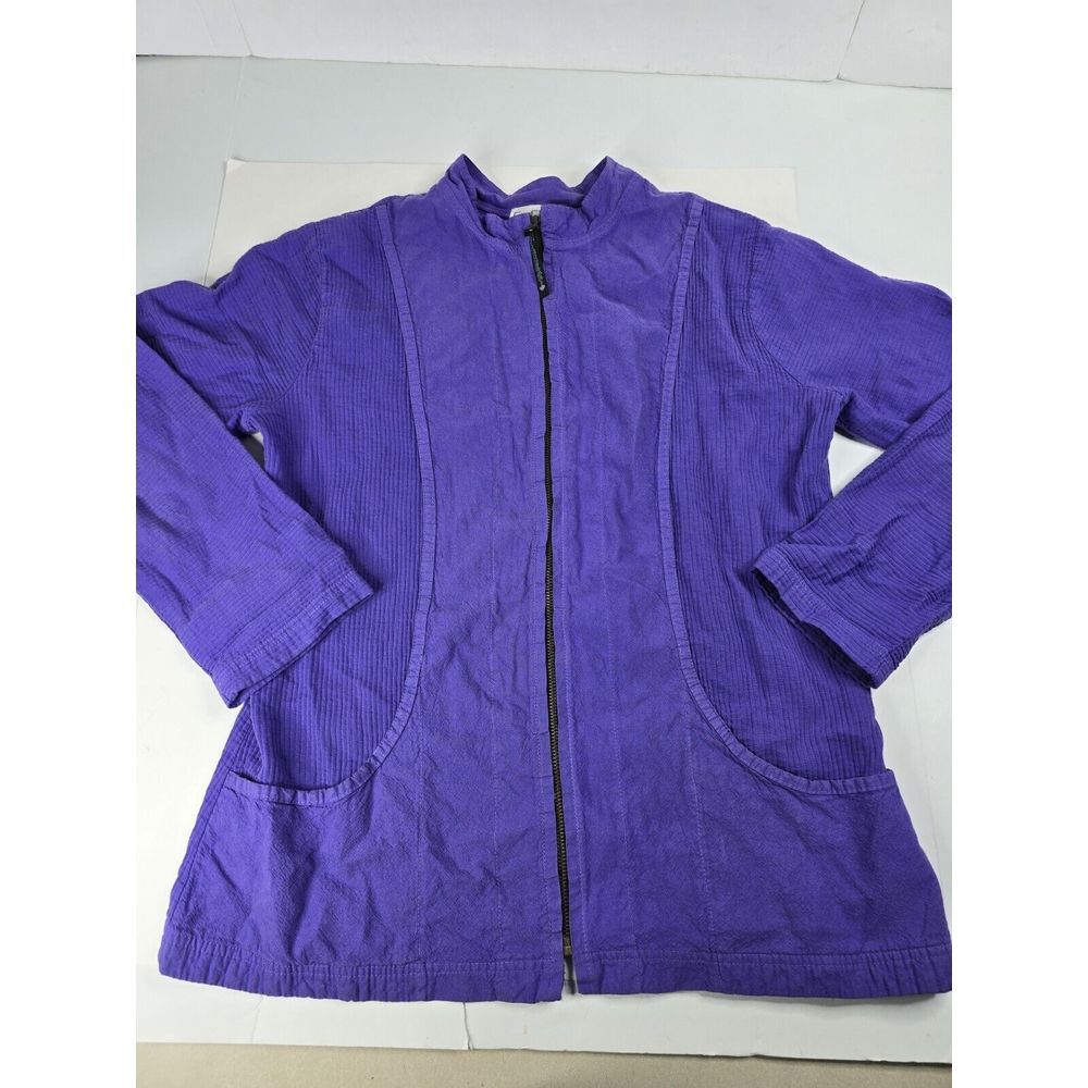 EZZE WEAR Collection Women's Purple‎ Full Zip Cotton Jacket S/P Canada Ribbed